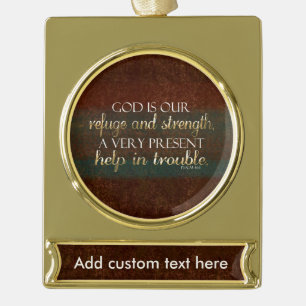 God is onze Christelijke bijbel Verse Brown/Gold Verguld Banner Ornament