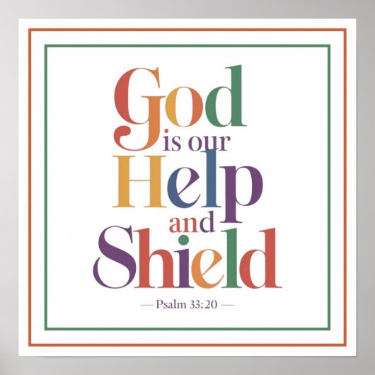 God Is Onze Hulp En Bescherming Psalm 33 20 Christ Poster (Voorkant)