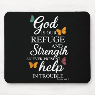 God is onze toevlucht Bijbelvers Psalm 46_1 Muismat