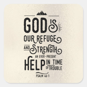 God is onze Toevlucht Christelijke Bijbelvers Vierkante Sticker