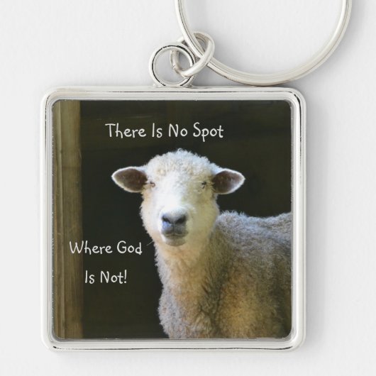 God is overal schaap sleutelhanger (Voorkant)