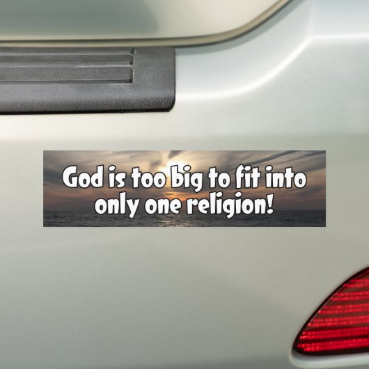 God is te groot bumpersticker (Op auto)