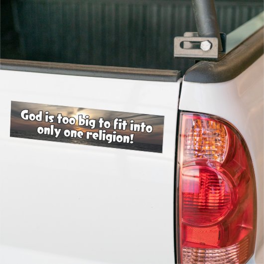 God is te groot bumpersticker (Op Truck)
