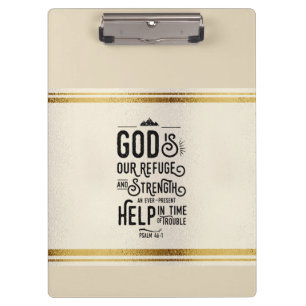 God is Toevlucht en Kracht Christelijke Bijbelvers Klembord