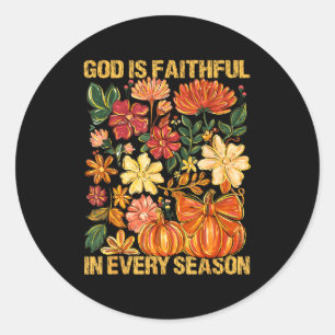 God Is Trouw In Elk Seizoen Bloemrijke Herfst Chri Ronde Sticker