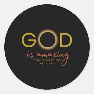 God is verbazingwekkend totale zonsverduistering a ronde sticker