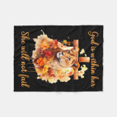 God Is Within Her She Will Not Fail Lioness Cross Fleece Deken (Voorkant (Horizontaal))