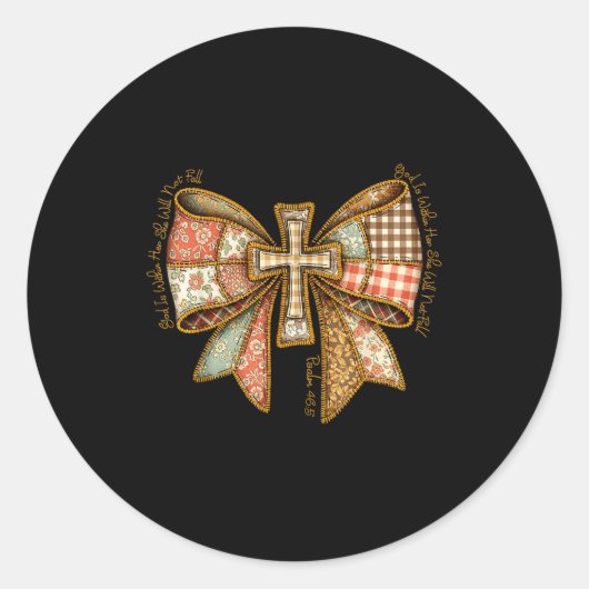 God Is Within Her She Will Not Fall Coquette Bow C Ronde Sticker (Voorkant)
