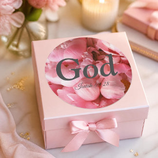 God Jesaja 40:28 Vers Roze Bloemen Elegant Ronde Sticker