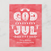 God Jul Carte de Noël suédoise Scandi Style Script (Devant)