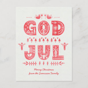 God Jul Carte de Noël suédoise Scandi Style Script