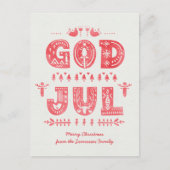 God Jul Carte de Noël suédoise Scandi Style Script (Devant)