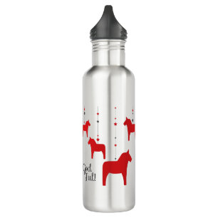 God jul! Dala Horse Stainless Steel Water Bottle Waterfles