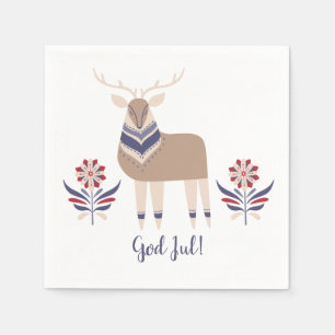 God jul Deer en Flowers Nordic Design Kerstmis   Servetten