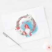 God Jul Gnome Wreath Vierkante Sticker (Envelop)