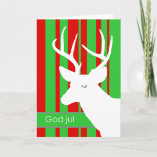 God jul, Kerstmis in het Zweeds, White Deer in Bos Feestdagen Kaart