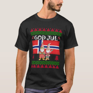 God Jul Lelijk Noorwegen Vlag Scandinavisch kabout T-shirt