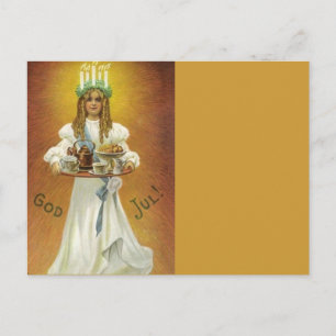 God Jul! Lucia Child met behandelingen Briefkaart