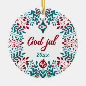 God jul, Noorse kerstgroet Keramisch Ornament (Voorkant)