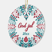 God jul, Noorse kerstgroet Keramisch Ornament (Links)