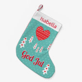 God Jul Nordic Pine Trees met harten in sneeuw Kleine Kerstsok (Voorkant (Hangend))