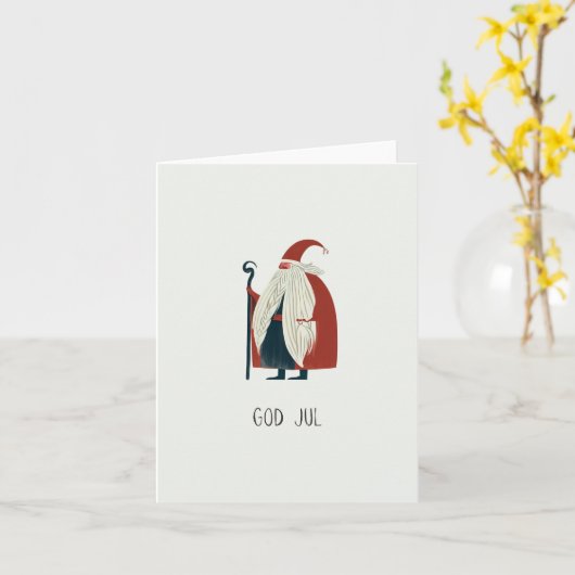 God jul, Scandinavische Kerstmis Kaart (Gele Bloem)