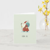 God jul, Scandinavische Kerstmis Kaart (Gele Bloem)