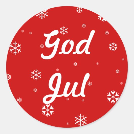 God Jul Sneeuwvlokken Ronde Sticker (Voorkant)