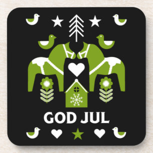 God Jul Swedish Folk Art Bier Onderzetter