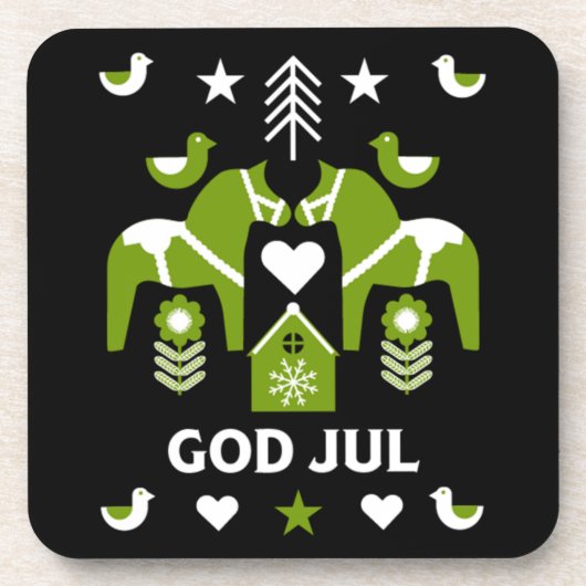 God Jul Swedish Folk Art Bier Onderzetter (Voorkant)