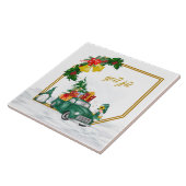 God jul Swedish Gnomen Green Couple Ceramic Tile Tegeltje (Zijkant)