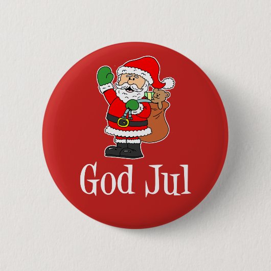 God jul Swedish KerstSanta Button (Voorkant)
