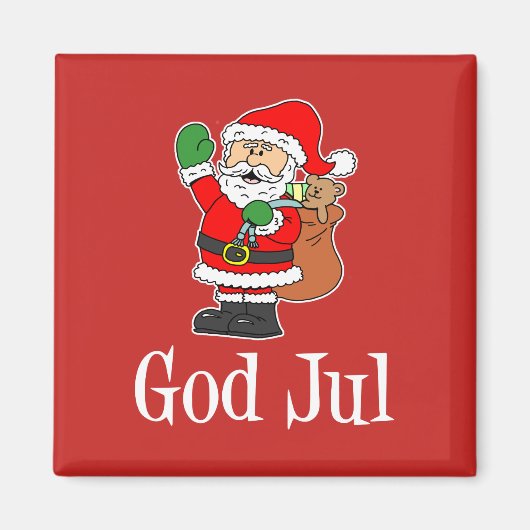 God jul Swedish KerstSanta Magnet Magneet (Voorkant)