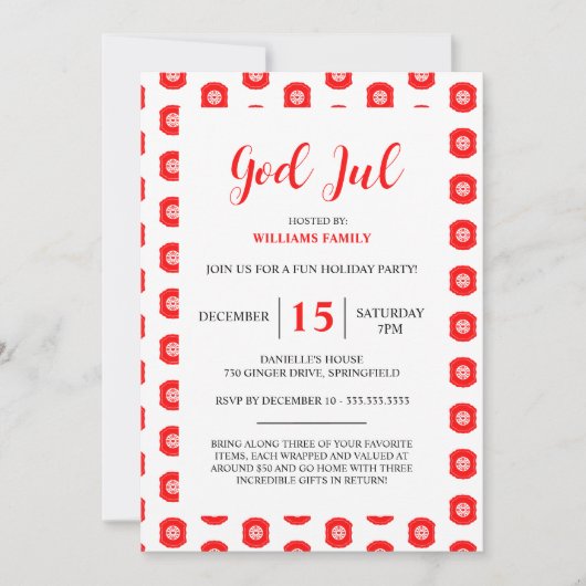 God Jul Vrolijk Kerstfeest Patroon Uitnodiging (Voorkant)