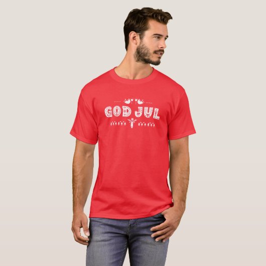 God jul Zweeds Ugly Kerstmis Scandinavian Script T-shirt (Voorkant volledig)