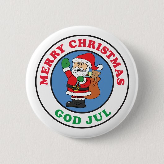 God jul Zweedse kerstkerstkerstkerstkerstkerstkers Ronde Button 5,7 Cm (Voorkant)