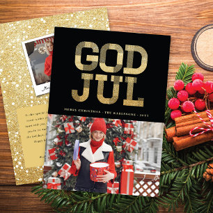 God juul Swedish Merry Kerststijllish Typografie Feestdagenkaart