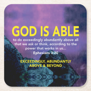 GOD KAN Ephesians 3:20 Inspirerend scripts maken Vierkante Kartonnen Onderzetter