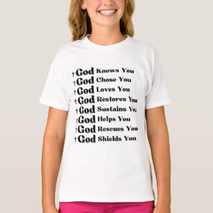 God kent je, houdt van je, herstelt en redt je t-shirt