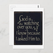 God kijkt over jou. briefkaart (Voorkant / Achterkant)