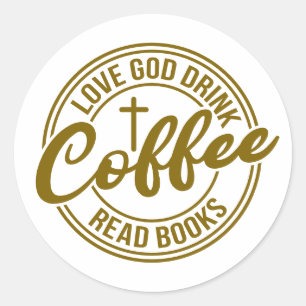 God Lief Koffie Drinken Boeken Lezen Ronde Sticker