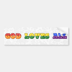 "God Loves All" Gay/LGBTQIA+/Queer Christelijke Pr Bumpersticker