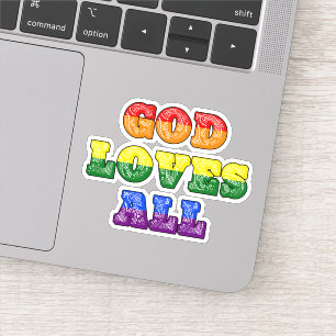 "God Loves All" Homoseksueel/LGBTQIA+/Queer Christ Sticker