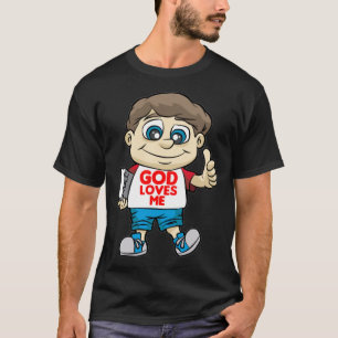 God Loves Me Belcher Christus met Bijbel en God Co T-shirt