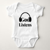God luistert naar op geloof gebaseerde citaat Unis Romper (Voorkant)