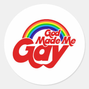 God maakte me homo regenboog ronde sticker