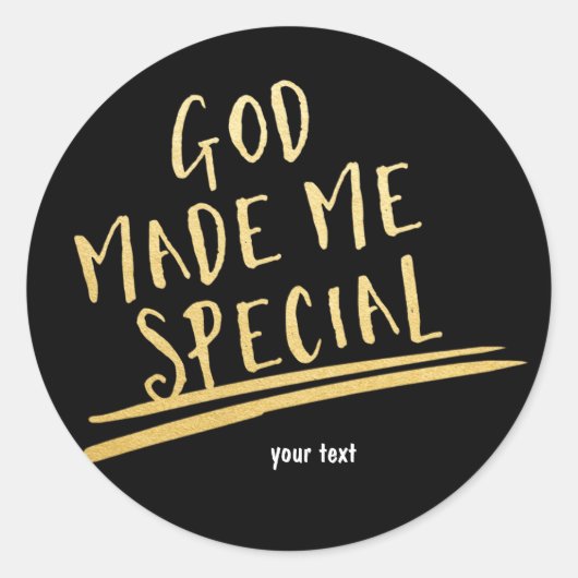 GOD MAAKTE ME SPECIALE Black & Gold Custom Sticker (Voorkant)