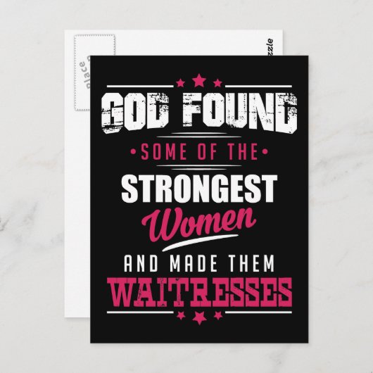 God maakte serveersters hilarisch beroepsontwerp briefkaart (Voorkant / Achterkant)