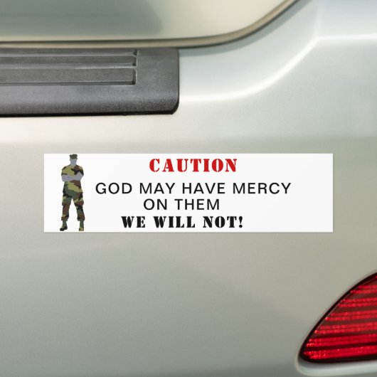 God mag genadig zijn. Bumpersticker (Op auto)