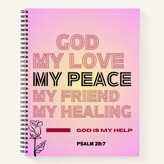 God, My Love & Help Psalm 28:7 Spiral Notebook Notitieboek (Voorkant)